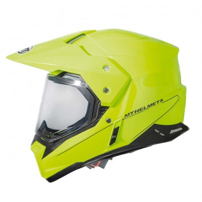 Casca off road motociclete MT Synchrony Duo Sport galben fluor lucios cu viziera (ochelari soare integrati) - Galben Fluo