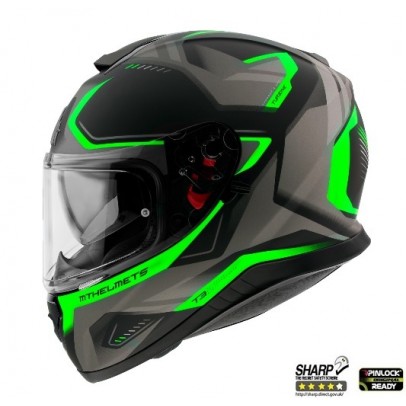 Casca integrala MT Thunder III SV Turbine C6 verde fluor mat (ochelari soare integrati)