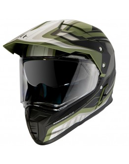 Casca off road MT Synchrony Duo Sport Tourer negru/verde militar mat cu viziera (ochelari soare integrati)