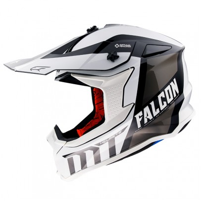 Casca off road MT Falcon Warrior B0 alb/negru lucios