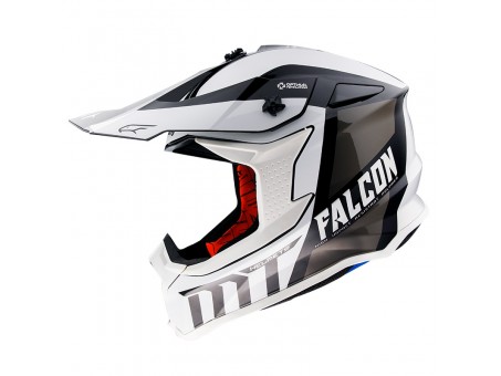 Casca off road MT Falcon Warrior B0 alb/negru lucios