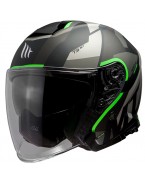 Casca open face MT Thunder III SV Jet Bow A6 verde fluor mat (ochelari soare integrati)