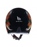 Casca open face motociclete MT Le Mans 2 SV Skull & Rose A1 negru/rosu lucios (ochelari soare integrati)