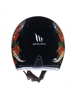 Casca open face motociclete MT Le Mans 2 SV Skull & Rose A1 negru/rosu lucios (ochelari soare integrati)