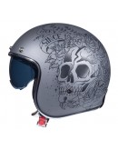 Casca open face motociclete MT Le Mans 2 SV Skull & Rose A2 negru/gri mat (ochelari soare integrati)