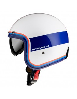 Casca open face MT Le Mans 2 SV Tant D15 alb/rosu/albastru lucios (ochelari soare integrati)