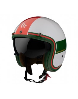 Casca open face MT Le Mans 2 SV Tant D5 alb/rosu/verde lucios (ochelari soare integrati)