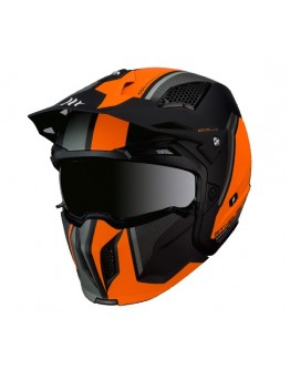 Casca MT Streetfighter SV Twin C4 portocaliu fluor mat (ochelari soare integrati) - masca (protectie) barbie si cozoroc detasabile
