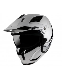 Casca MT Streetfighter SV A2 argintiu cromat lucios (ochelari soare integrati) - masca (protectie) barbie si cozoroc detasabile - editie speciala