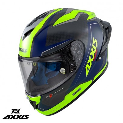 Casca integrala Axxis Cobra Rage A3 galben fluor lucios carbon - 100% carbon