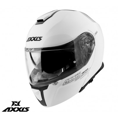 Casca flip-up Axxis model Gecko SV A0 alb lucios (ochelari soare integrati)