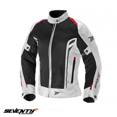 Geaca (jacheta) motociclete femei Touring vara Seventy model SD-JT36 alb/rosu