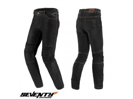 Blugi moto Seventy SD-PJ6 tip Slim fit negru