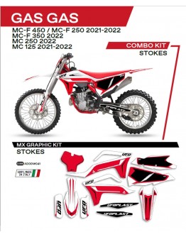 Kit grafic UFO GAS GAS MC 125 '21-'22; MC 250 '22; MCF 250/350/450 '21-'22 STOKES culoare Alb