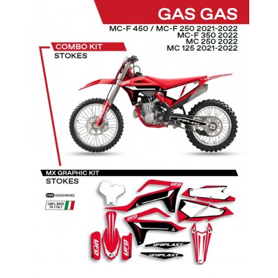 Kit grafic UFO GAS GAS MC 125 '21-'22; MC 250 '22; MCF 250/350/450 '21-'22 STOKES culoare Rosu