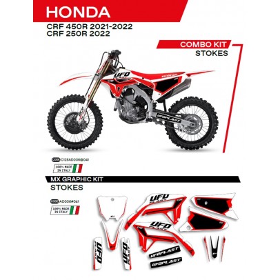 Kit grafic UFO HONDA CRF 250R '22; CRF 450R '21-'22 STOKES culoare Alb