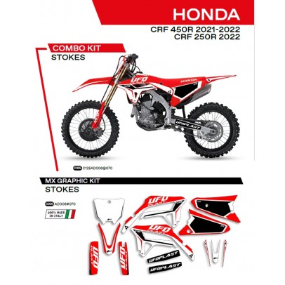 Kit grafic UFO HONDA CRF 250R '22; CRF 450R '21-'22 STOKES culoare Rosu