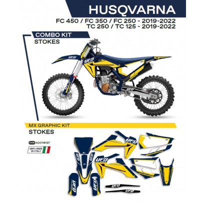 Kit grafic UFO HUSQVARNA TC 125/250 '19-'22; FC 250/350/450 '19-'22 STOKES culoare Albastru