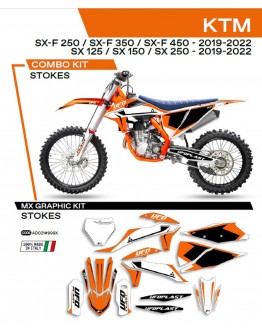 Kit grafic UFO KTM SX/SXF 125/150/250/350/450 '19-'22 STOKES culoare OEM (Portocaliu/Negru/Alb)