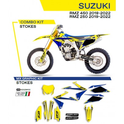 Kit grafic UFO SUZUKI RMZ 250 '19-'22; RMZ 450 '18-'22 STOKES culoare Galben