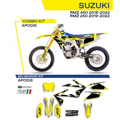 Kit grafic UFO SUZUKI RMZ 250 '19-'22; RMZ 450 '18-'22 APODIS culoare Galben