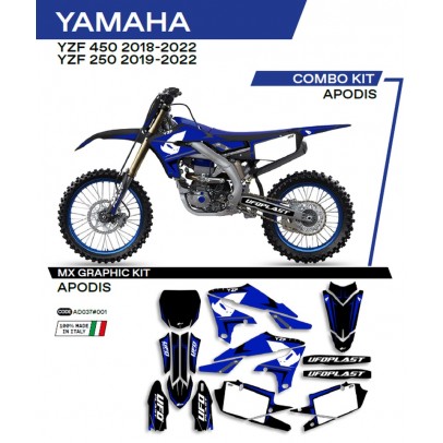 Kit grafic UFO YAMAHA YZF 250 '19-'22; YZF 450 '18-'22 APODIS culoare Negru