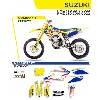 Kit grafic UFO SUZUKI RMZ 250 '19-'22; RMZ 450 '18-'22 PATRIOT culoare Galben