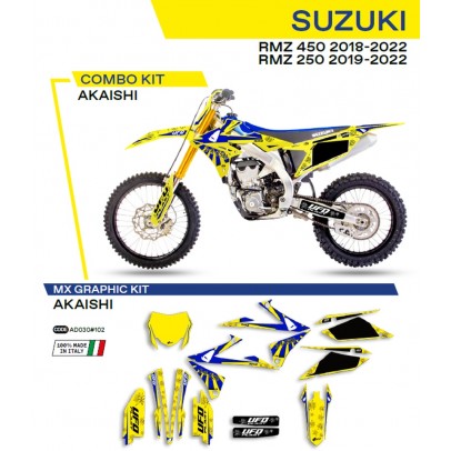 Kit grafic UFO SUZUKI RMZ 250 '19-'22; RMZ 450 '18-'22 AKAISHI culoare Galben