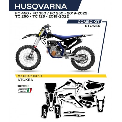 Kit grafic UFO HUSQVARNA TC 125/250 '19-'22; FC 250/350/450 '19-'22 STOKES culoare Negru