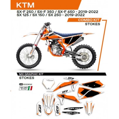 Kit grafic UFO KTM SX/SXF 125/150/250/350/450 '19-'22 STOKES culoare Alb