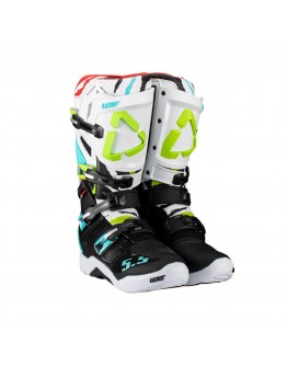 Cizme Offroad Leatt Cross 5.5 FlexLock Tiger - Alb/Negru/Verde fluo