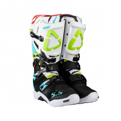 Cizme Offroad Leatt Cross 5.5 FlexLock Tiger - Alb/Negru/Verde fluo