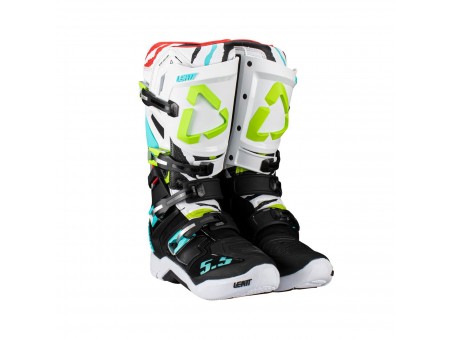 Cizme Offroad Leatt Cross 5.5 FlexLock Tiger - Alb/Negru/Verde fluo