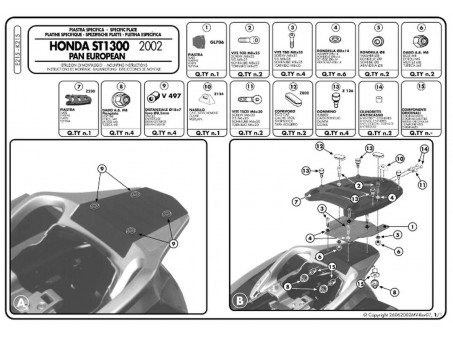 Suport pentru topcase KAPPA - HONDA ST 1300 PAN EUROPEAN (02-14) (cu placa MONOKEY)