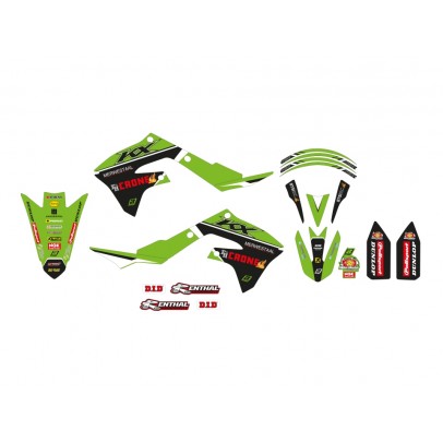 Kit grafic BLACKBIRD KAWASAKI KX 250F '21-'23, KX 450F '19-'24 REPLICA KAWASAKI RACING F&H 22 culoare Verde Negru