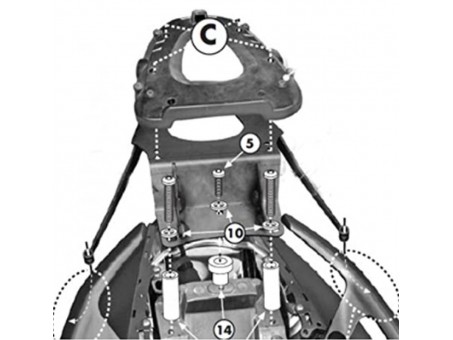 Suport pentru topcase KAPPA - YAMAHA T-MAX 500 (08-11), T-MAX 530 (12-15) (cu placa MONOLOCK)