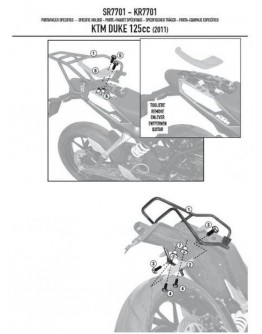 Suport pentru topcase KAPPA - KTM DUKE 125/300/390 (11-15) (placa nu este inclusa)