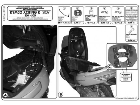 Suport pentru topcase KAPPA - KYMCO XCITING R 300/500I (09-14) (placa nu este inclusa)