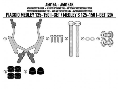 Suport parbriz KAPPA - 7057AK PIAGGIO Medley 125-150 i get / Medley S 125-150 i get (20)