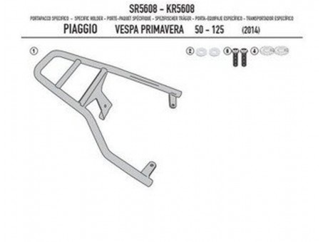 Suport pentru topcase KAPPA - PIAGGIO Vespa Primavera 50-125-150 (14-19), Vespa Sprint 50-125-150 (14-19) (placa nu este inclusa)