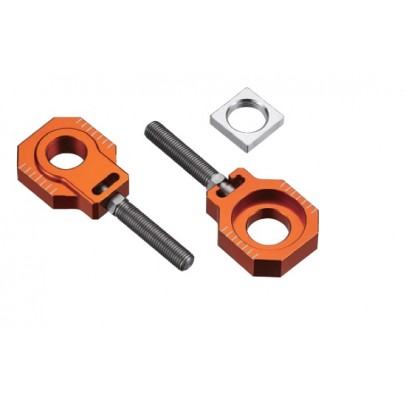 Intinzator roata spate ACCEL cu surub KTM SX/SXF/EXC 125-530 '08-'12, EXC/EXCF '08-'19 (diametru 20MM) culoare portocaliu set 2 bucati