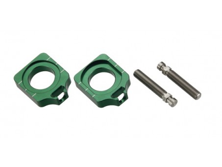 Intinzator roata spate ACCEL cu surub KAWASAKI KXF 250/450 '04-'14 culoare verde set 2 bucati