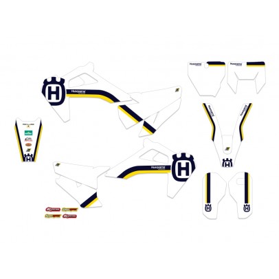 Kit grafic BLACKBIRD HUSQVARNA TC/FC '19-'22, TE/FE '20-'23 RETRO culoare Alb