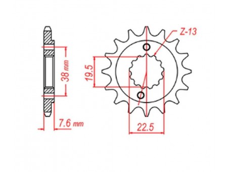 Pinion fata MTX - 2116 13 SUZUKI LTR 450 '06-'12, LTZ 400 '03-'13, RMX 450 '10-'13, KAWASAKI KFX 400, HYOSUNG TE 450 (JTF1401.13) (pas 520)