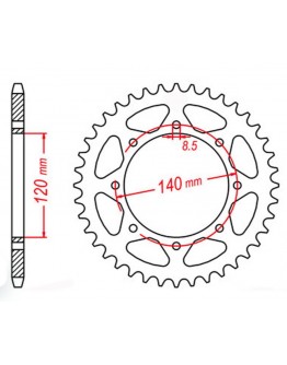 Pinion spate MTX - 491 44 KAWASAKI KLE 500 '91-'07 (JTR487.44) (pas 520)