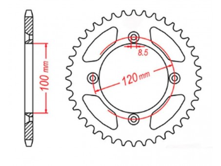 Pinion spate MTX - 798 52 SUZUKI RM 85 02-18, YAMAHA YZ 80/85 (pas 428) (JTR798.52)