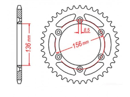 Pinion spate MTX - 702 45 HUSQVARNA TE 410 '99-'00, TE 610 '99-'09, SMR 450/630 '03-'04, SUZUKI DR 350 '90-'03 (JTR822.45) (pas 520)