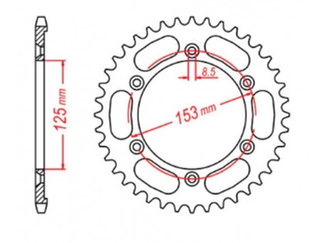 Pinion spate MTX - 4547 54 HONDA XR 125L '03-'07 (JD19) (JTR1258.54) (pas 428)