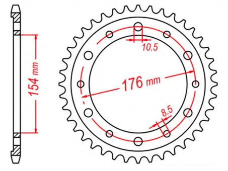 Pinion spate MTX - 4434 43 HONDA VFR750, VFR800 V-TEC '02-'14, VFR800X CROSSRUNNER '11-'15 (JTR1340.43) (pas 530)