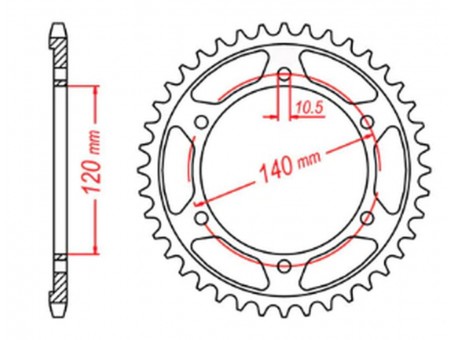 Pinion spate MTX - 498 42 KAWASAKI VN 800 CLASSIC '96-'06, VN 800 VULKAN '97-'05 (JTR499.42) (pas 530)